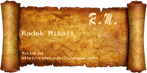 Radek Mikolt névjegykártya